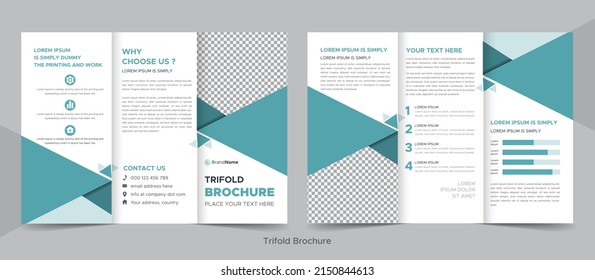 Business Brochure Template in Trifold Layout. Corporate Design Leaflet with Replaceable Image Shape.