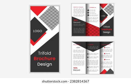 Business Brochure Template in Trifold Layout. Corporate Design Leaflet with Replaceable Image Shape.