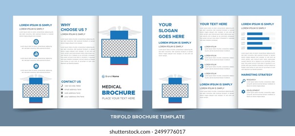 Business Brochure Template in Trifold Layout. Corporate Design Leaflet with Replaceable Image Shape.