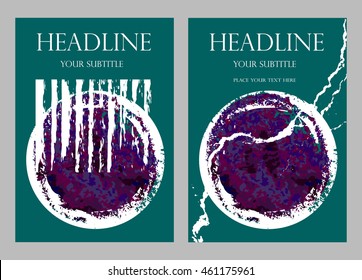 Business brochure template. Vector flyer, A4 size. Set of artistic universal cards. Hand Drawn grunge textures. Design for postcard, invitation, placard. Creative abstract background for cover