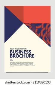 Plantilla vectorial de folletos comerciales con adorno de arte 3d con color azul y naranja. Adecuado para el informe anual y la cobertura del perfil de la empresa. 