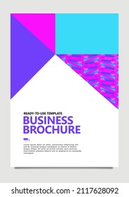 Business brochure vector template with gradient ornament and colorful geometric shapes. Suitable for annual report cover and company profile cover.
