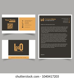  Business Brochure and visiting card set with dark background 