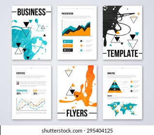 Business brochures and infographic elements. Illustrations of modern info graphics. Paint Splash Cover Design