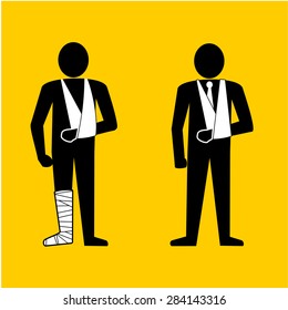 Business broken arm icons vector