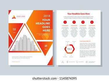 Business Broshure, Flyer, Magazine Abstract Background, Red Cover, Size Template A4. Corporate Presentation, Banner, Color Book