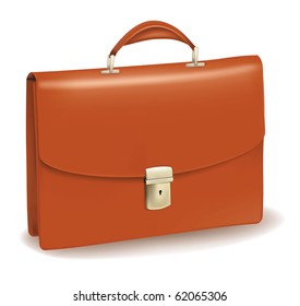 Business brown briefcase. Photo-realistic vector.