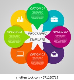  Business bubble speech circle infographic template in the form of flower. Can be used for workflow layout,  business concept with 4 options, parts, steps or processes, banner, chart, web design
