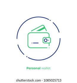 Business budget line art icon, personal wallet vector art, outline online bank account illustration