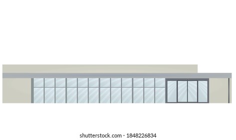 Business building with automatic door. vector