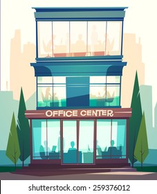 Business building facade. Vector illustration.