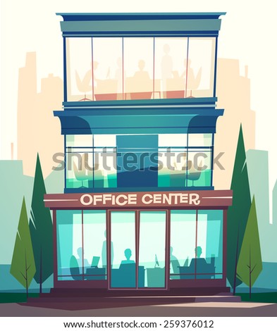 Business building facade. Vector illustration.