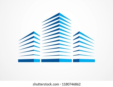 Business building, modern architecture vector illustration. Real estate realty office center design. 3D futuristic facade in big city. Can be used as a logo or icon.