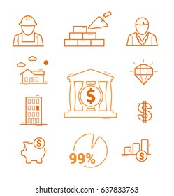 Business and Building set vector icon