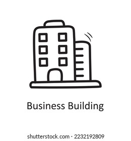 Ilustración de diseño de iconos de esquema vectorial de edificio empresarial. Símbolo de negocio sobre archivo EPS 10 de fondo blanco