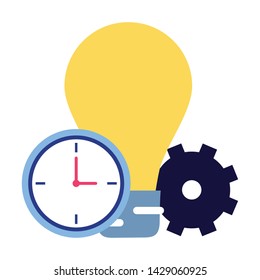 business bulb clock gear icon vector illustration