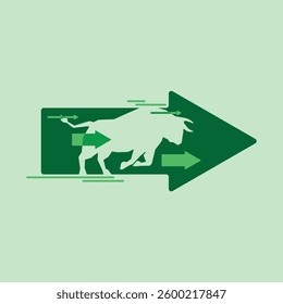 business bullish market financial increasing graph technology on green background. growth of investment in the bull stock market. vector illustration