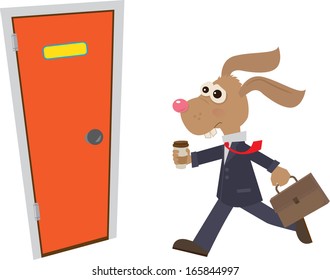 Business Bunny - A businessman bunny is late for work. Eps10