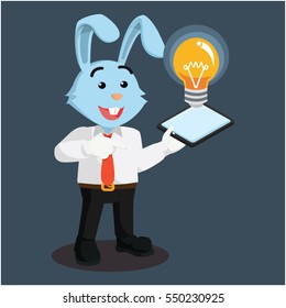 business bunny holding phone displaying light bulb