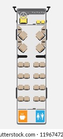 Business Bus Seat Map  With  Restroom Vector