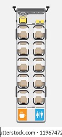 Business Bus seat map  with  restroom vector