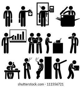 Business Businessman Employee Worker Office Colleague Workplace Working Icon Symbol Sign Pictogram