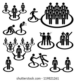Business Businessman People Network Relationship Company Connection Stick Figure Pictogram Icon