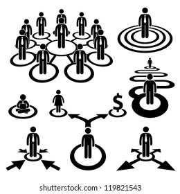 Business Businessman Workforce Teamwork Company Cooperation Stick Human Resources Figure Pictogram Icon