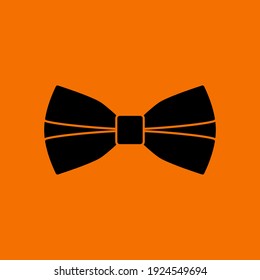 Business Butterfly Tie Icon. Black on Orange Background. Vector Illustration.