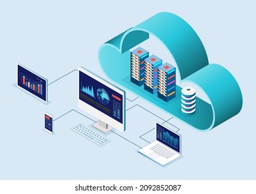 Business by Cloud computing technology for business analysis, analytics, research, strategy statistic, planning, marketing. Investment in securities, smart investment, strategic management