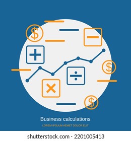 Business calculations flat design style vector concept illustration