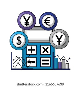 business calculator diagrams chart coins money