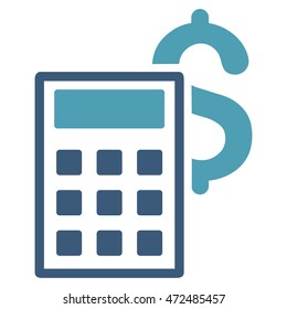 Business Calculator icon. Vector style is bicolor flat iconic symbol with rounded angles, cyan and blue colors, white background.