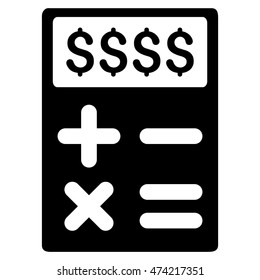 Business Calculator icon. Vector style is flat iconic symbol with rounded angles, black color, white background.