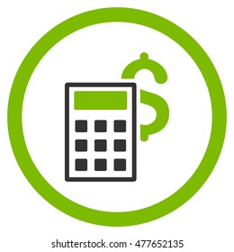 Business Calculator rounded icon. Vector illustration style is flat iconic bicolor symbol, eco green and gray colors, white background.