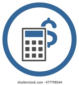 Business Calculator rounded icon. Vector illustration style is flat iconic bicolor symbol, cobalt and gray colors, white background.