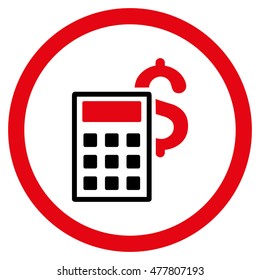 Business Calculator rounded icon. Vector illustration style is flat iconic bicolor symbol, intensive red and black colors, white background.