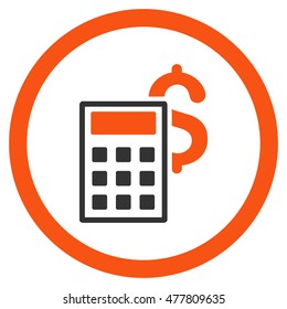 Business Calculator rounded icon. Vector illustration style is flat iconic bicolor symbol, orange and gray colors, white background.