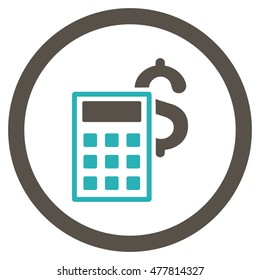 Business Calculator rounded icon. Vector illustration style is flat iconic bicolor symbol, grey and cyan colors, white background.