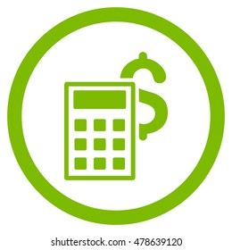 Business Calculator rounded icon. Vector illustration style is flat iconic symbol, eco green color, white background.