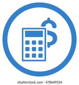Business Calculator rounded icon. Vector illustration style is flat iconic symbol, cobalt color, white background.