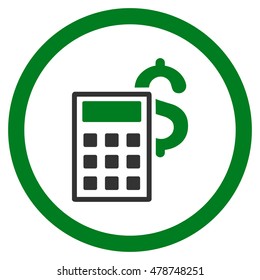 Business Calculator rounded icon. Vector illustration style is flat iconic bicolor symbol, green and gray colors, white background.