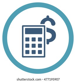 Business Calculator vector bicolor rounded icon. Image style is a flat icon symbol inside a circle, cyan and blue colors, white background.