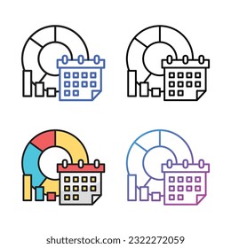Business calendar icon design in four variation color
