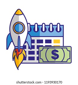 business calendar money and rocket