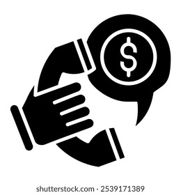 Ícone de chamada comercial, ilustração do Business Essentials.