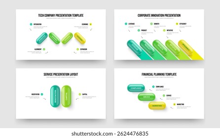 Business Campaign 4 5 2 3 Element Diagram Frame Layout Set. Consulting Planning Four Five Two Three Step Infographic Slide Design Vector Illustration Bundle.