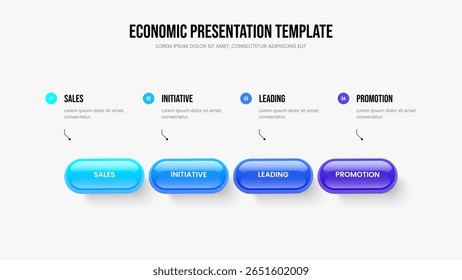 Business Campaign Frame Template Vector Illustration. Modern Innovation 4 Option Diagram Slide Layout. Professional Briefing Four Step Infographic Slideshow Design.