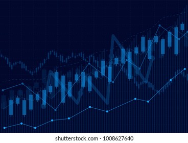 Business candle stick graph chart of stock market investment trading on dark background design. Bullish point, Trend of graph. Vector illustration