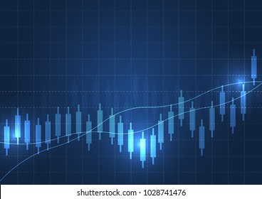 Business candle stick graph chart of stock market investment trading. Financial chart with up trend line graph, Trend of graph. Vector illustration